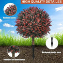 Fall Artificial Boxwood Topiary Ball Tree Bushes with Ground Spike, Set of 2 Outdoor Faux Shrub Topiary Ball, 24" UV Resistant Fake Boxwood Plants for Potted Planter,Indoor,Autumn by GreenHaven Gardens