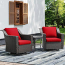 Joyside Wicker Patio Furniture Sets, 3 Pieces Upgraded Large Size Outdoor Furniture with 2 Patio Swivel Chairs and 1 Side Table, Thick Cushions, Wide Armrest by GreenHaven Gardens