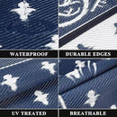 Pauwer Waterproof Outdoor Rug 6x9, Reversible Plastic Straw Patio Camping Rug, Indoor Outdoor RV Mat Carpet for Deck, Camper, Porch, Balcony, Backyard, Picnic, Bordered Navy by GreenHaven Gardens