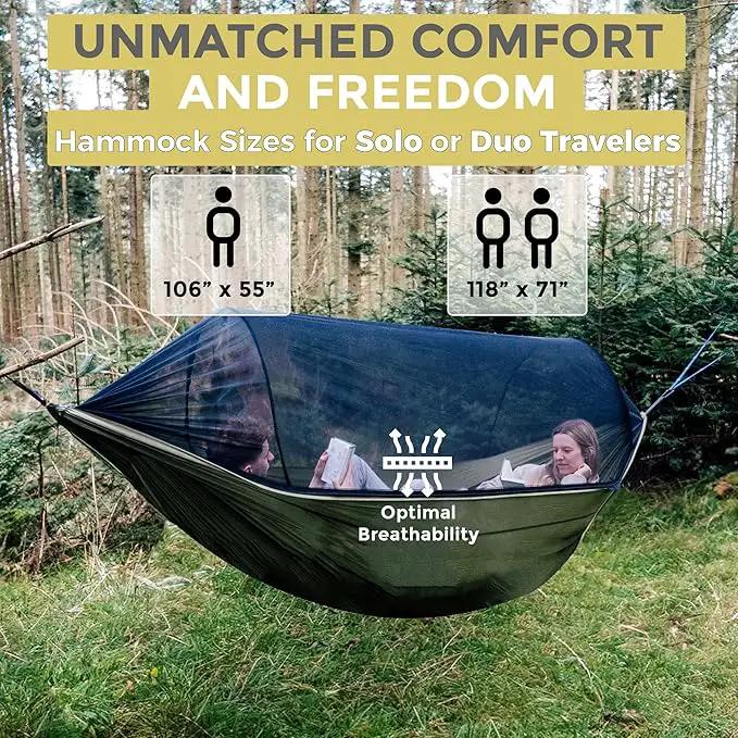 Miztli Camping Hammock -Portable Hammock w/Spacious Net & Tree Straps w/Adjustable Loops, Double and Single Hammock for Outdoor, Indoor, Hiking and Travel, photo 4 of 7