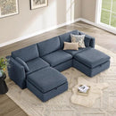 CHITA Oversized Modular Cloud Sectional Sofa Set, FSC Certified U Shaped Couch with Reversible Chaise Modular Sectional Couch, 112 inch Width,5 Seat Modular Sofa Includes 2 Storage Ottomans, Blue by CozyNest Decor