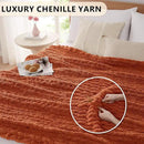 L'AGRATY Chunky Knit Blanket Throw: 50''x60'' Chenille Chunky Knitted Throw Blanket for Bed Couch - Handmade Thick Big Cable Knit Blanket - Large Crochet Rope Blanket for Home Decor(Rusty Orange) by CozyNest Decor