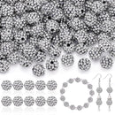 200pcs 10mm Rhinestone Beads for Jewelry Making, Black White Shiny Round Disco Ball Beads Bulk, Sparkle Crystal Clay Christmas for Bracelet Baseball Necklace Earring Crafting and DIY by TinyTreasures Baby Boutique