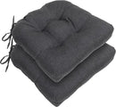 RACE LEAF Outdoor Seat Cushions Set of 2, 17" x 17" Square Patio Cushions, Plump Filling Tufted Water-Resistant Olefin Chair Seat Cushion with Ties for Non-Slip Support, Gray by GreenHaven Gardens
