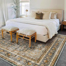 Washable Area Rug 9'x12' Retro Boho Design Non-Shedding Easy Care Ideal for High Traffic Areas in Living Room Bedroom Office Coffee Table Kitchen Large Carpet by TinyTreasures Baby Boutique