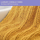 Bigacogo Chunky Knit Throw Blanket for Couch, 40x80 inches, 100% Hand Knitted with Thick Jumbo Chenille Yarn, Cozy Soft Large Rope Knot Cable Crochet Blankets for Sofa Bed Living Room, Mustard Yellow by CozyNest Decor