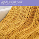 Bigacogo Chunky Knit Throw Blanket for Couch, 51x63 inches, 100% Hand Knitted with Thick Jumbo Chenille Yarn, Cozy Soft Large Rope Knot Cable Crochet Blankets for Sofa Bed Living Room, Mustard Yellow by CozyNest Decor