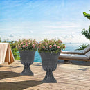 22" Timeless Urn Planters for Outdoor Plants, Set of 2 Plastic Large Flower Pot with Handmade Washed Black Finish, Weather-Resistant for Porch, Garden, Patio or Indoor Use by CozyNest Decor