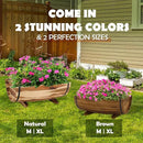IDZO Solid Acacia Wood Half Barrel Planters Outdoor Set of 2 Different Sizes, Wooden Planters for Outdoor Plants with Metal Bands & Drainage Holes, Legs Included, Brown by CozyNest Decor