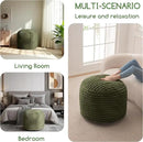 HIGOGOGO Round Stuffed Pouf Ottoman, Stripe Faux Fur Poufs with Foam Chunk Filling, Furry and Fluffy Pouf Foot Stool Storage Ottoman, 26 X 18 Floor Poufs Foot Rest for Living Room, Green by CozyNest Decor