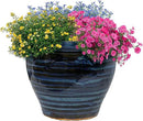 Sunnydaze Studio Large Ceramic Plant Pot - Round Outdoor Glazed Ceramic Planter Pot with Drainage - Galaxy Blue - 18.5" by GreenHaven Gardens