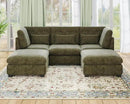 Oversized Modular Sofa, Extra Deep Cloud Chenille Sectional Couch with Ottoman Chaise, Fluffy Chenille 5 Seater Sofa Bed for Living Room, Villa (U Shape 5 Seater, Chenille Green) by CozyNest Decor