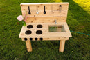 Noble Toys Mini Mud Kitchen with Functional Stovetop Sink for Kids | Pretend Play Toddler Table with Running Water | Outdoor Playset Working Sink | Real Wooden Kitchens | Preschool Equipment by TinyTreasures Baby Boutique
