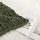 WESHIONGOO Chunky Knit Blanket Throw 40"×40" Knitted Throw Blankets for Couch Bed Fluffy Soft Blanket with Jumbo Chenille Yarn Thick 100% Handmade (Olive Green) by CozyNest Decor