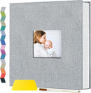 popotop Photo Album Self Adhesive with Picture Display Window,40 Pages DIY Scrapbooking Supplies Kit for 4x6 10x12 Picture,Linen Cover Memory Book for Baby Wedding, with Scraper and Metallic Pen by TinyTreasures Baby Boutique