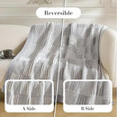 Amélie Home Chenille Knit Throw Blanket for Couch, Checkered Texture Decorative Soft Blanket for Sofa, Bed & Living Room, 50"x60", Grey & White by CozyNest Decor