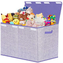 Toy Storage Bins,Large Toy Box Chest with Lids,Foldable Stuffed Animal Toy Organizers and Storage with Sturdy Handles for Kids,Girls,Boys,Nursery,Playroom 24.5"x13"x16" (Purple) by TinyTreasures Baby Boutique