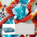 CASAAGUSTO Boho Sherpa Throw Blanket, Aztec King Size Blanket, Ultra Soft, Warm, Cozy, Plush, Thick Fleece Bohemian Throw Blanket for Couch, Bed, Sofa (Aqua 108 * 90 Inch) by CozyNest Decor