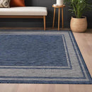 Beverly Rug Large Outdoor Rug 9x12 Modern Bordered Area Rugs for Indoor and Outdoor Patio Deck Porch Garden Waterproof Weather Sun Resistant Washable Outside Carpet (9 x 12 Navy) by CozyNest Decor