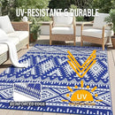 OLANLY Outdoor Rug Waterproof 9x18 ft, Reversible Outdoor Plastic Straw Rug, Boho Patio Rug, Indoor Outdoor Carpet, RV Mat Outside for Patio, Camp, Picnic, Balcony, Deck, Backyard, Blue & White by GreenHaven Gardens