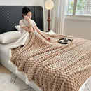 UKELER Sherpa Throw Blanket 60 × 80 inch, 470 GSM Striped Sherpa Fleece Blanket for All Season, Warm and Cozy Blankets for Couch Sofa Bed Office Camping, Camel by CozyNest Decor