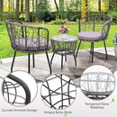 Kromax 3 Piece Bistro Set, Modern Outdoor Wicker Patio Furniture with Tempered Glass Table Top and 2 Chairs, Washable Cushions, Grey Rattan and Grey Cushion by CozyNest Decor