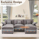 108" U Shaped Couch, Modular Sectional Sofa, 3-Seater Comfy Cloud Couch with Movable Ottoman, Deep Seat Couches for Living Room, Chenille, Slate by CozyNest Decor