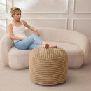 HIGOGOGO Round Stuffed Pouf Ottoman, Stripe Faux Fur Poufs with Foam Chunk Filling, Furry and Fluffy Pouf Foot Stool Storage Ottoman, 26 X 18 Floor Poufs Foot Rest for Living Room, Brown by CozyNest Decor