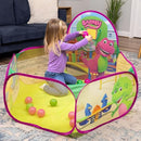 Barney Pop Up Playground, Ball Pit with 25 Play Balls and Basketball Hoop, Toddlers 2+ by TinyTreasures Baby Boutique