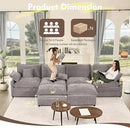 142.5" U Shaped Couch, Modular Sectional Sofa, 3-Seater Comfy Cloud Couch with Movable Ottoman, Deep Seat Couches for Living Room, Chenille, Slate by CozyNest Decor