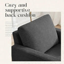 Mid-Century Accent Chair,Modern Linen Fabric Armchair for Living Room,Comfy Upholstered Reading Accent Chairs for Bedroom,Single Sofa Chair with Wood Legs (Dark Grey, 2 Pack) by CozyNest Decor