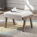 chairus 2 Sets Mid-Century Modern Accent Chairs with Ottoman, Linen Fabric Armchair with Wood Legs Comfy Upholstered Single Sofa Chair for Living Room/Bedroom/Lounge, White by CozyNest Decor