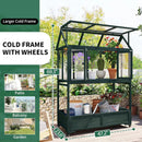 Garden Wood Portable Cold Frame - Mini Greenhouse with Wheels, Open Roof & Storage (Green + Beige + Beige) by GreenHaven Gardens