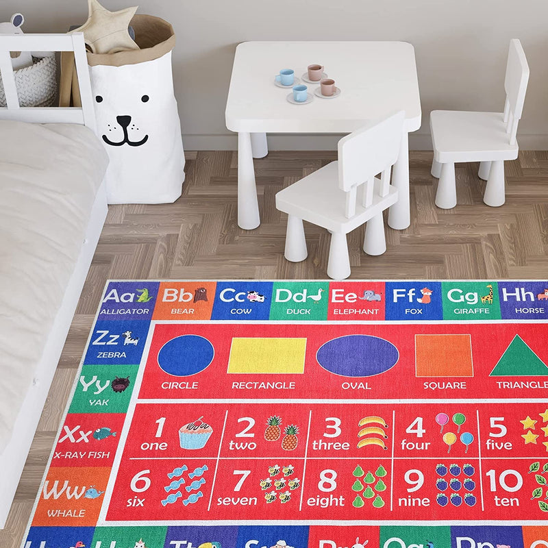 Sussex Home Low Pile Kids Rug for Playroom - Washable Cotton Educational Rug for Kids Room - 39.5 x 59 Inches - Play Rug Pattern