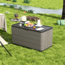 100GAL Brown Wicker-Textured Deck Box with Wheels – Lockable, Waterproof, UV-Resistant, Spacious Storage for Patio & Garden Supplies, Easy Handling by GreenHaven Gardens