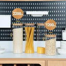 70oz Straight cylindrical Airtight Storage Jars with Bamboo Lid Set of 3 Storage Container Glass Jars, Kitchen Canister for Noodles, Pasta and Coffee beans (‎with Black Lable) by CozyNest Decor
