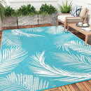 Pauwer Waterproof Outdoor Rug 10x14, Reversible Plastic Straw Patio Camping Rug, Indoor Outdoor RV Mat Carpet for Deck, Camper, Porch, Balcony, Backyard, Picnic, Leaf Teal by GreenHaven Gardens