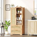 50.4" H Bathroom Storage Cabinet, Modern Floor Cabinet with Adjustable Shelf, Small Pantry with 2 Doors & Drawers, Storage Cabinet for Bathroom, Living Room, Kitchen, Natural KES007MCWG by CozyNest Decor