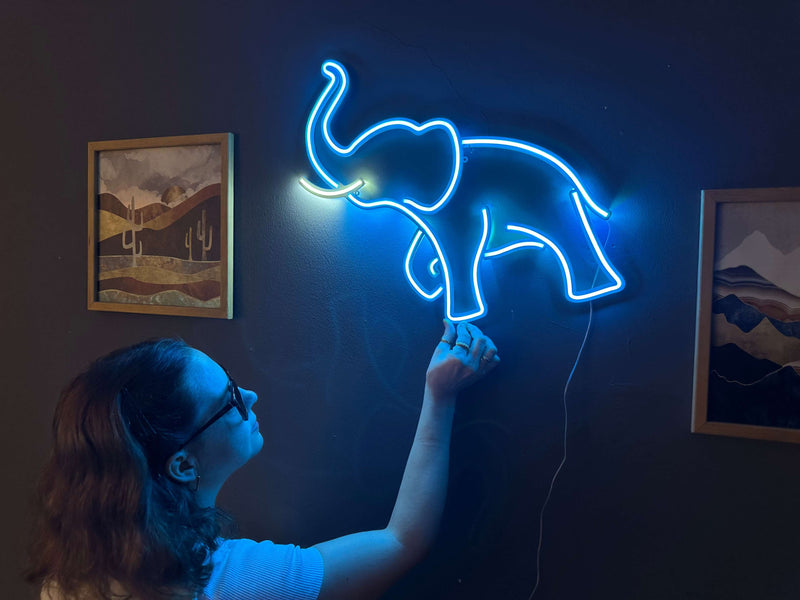 Elephant Neon Sign, Neon Metal Wall Art