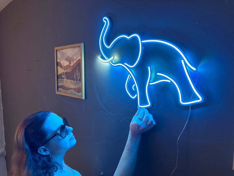 Elephant Neon Sign, Neon Metal Wall Art