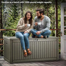 YITAHOME 260 Gallon Extra Large Deck Box, Double-Wall Resin Outdoor Storage Box with Flexible Divider for Patio Cushions Garden Tools, 1000lbs Load Capacity, Lockable & Waterproof (Light Brown) by CozyNest Decor