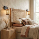 Reef - Single Lights Wall Sconce With Natural Shade Rustic Wicker Wall Light - Black / Rattan by HouseOfZazla