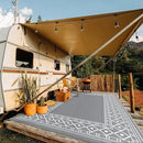 GENIMO Outdoor Rug Waterproof Area 10'x14' for Patio, Foldable Reversible Plastic Straw Carpet for Travel Trailers, Outside Mat for Rv, Deck, Picnic, Porch, Camper, Balcony, Beach, Grey & White by CozyNest Decor