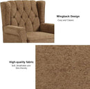 Accent Chair, Upholstered Armchair with Button Tufted High Back & Solid Wood Legs, Comfy Wingback Reading Single Sofa Chair for Small Spaces, Living Room, Bedroom (Brown, Set of 2) by CozyNest Decor