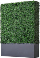 AGPL Artificial Boxwood Hedge Wall with Dark Gray Stainless Steel Planter Box(64" H 48" W 12" D) Privacy Wall Backdrops by CozyNest Decor