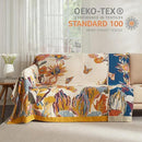 Boho Throw Blanket for Bed 60”x80”, 100% Cotton Woven Blanket for Couch Sofa, Ultra Soft 4-Layer Muslin Quilt with Floral Printed, Farmhouse Bed Blanket/Cover for Living Room Decor by CozyNest Decor