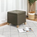 Adeco Fabric Storage Ottoman Bench with Solid Wood Legs, 17.7" Square Olive Green Leathaire Cube Foot Stool, Upholstered Button Tufted Vanity Chair with Hinged Lid for Living Room, Bedroom, Dorm by CozyNest Decor