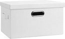 Medium 15" 21 Quart Collapsible Stackable Storage Bins with Lids, 1 Pack White Foldable Fabric Closet Storage Boxes with Lids, 4 Handles Heavy-duty Linen Cube Baskets for Bedroom by CozyNest Decor