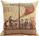 Charlotte Home Furnishings Bayeux Navigo Throw Pillow Cover 16" x 16" – Medieval Ship Decorative Tapestry Cushion Case for Sofa, Couch, & Bed | Cotton Jacquard Woven in Europe | Insert Not Included by CozyNest Decor