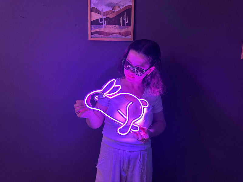 Rabbit Neon Metal Sign